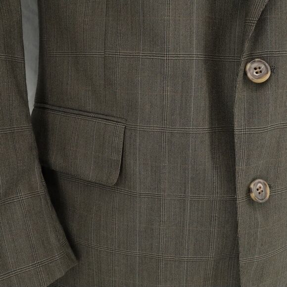 Jos A Bank Sport Coat Mens 42R Brown Plaid Pure Wool Tweed Jacket Lined Blazer - Picture 10 of 16